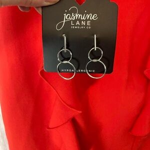 Jasmine Lane silver double hoop earrings #jewellery Hypoallergenic NWT!